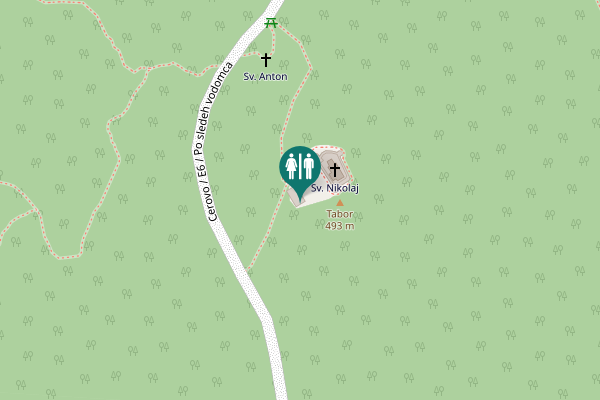 Map showing location of Cerovo / E6 / Po sledeh vodomca Toilet