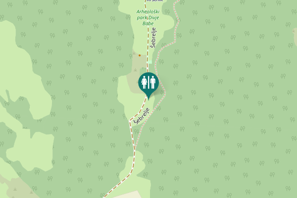 Map showing location of Šebrelje Toilet