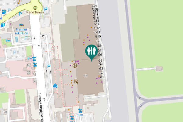 Map showing location of Rruga Regjimentit 33 Toilet