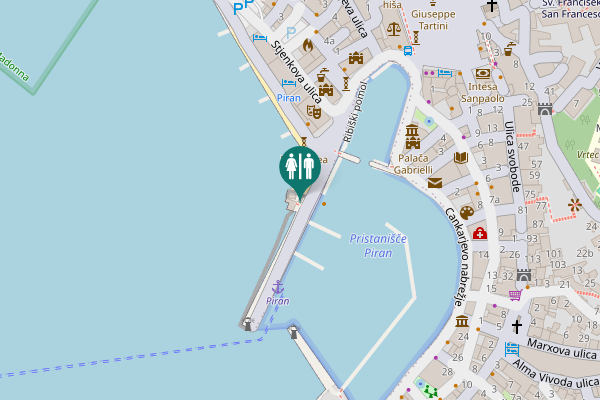 Map showing location of Piran / Pirano Toilet