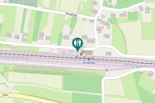Map showing location of Prvačina Toilet