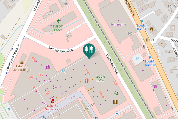 Map showing location of Jurčkova cesta 223 Toilet