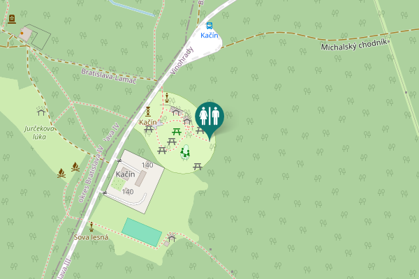 Map showing location of Michalský chodník Toilet