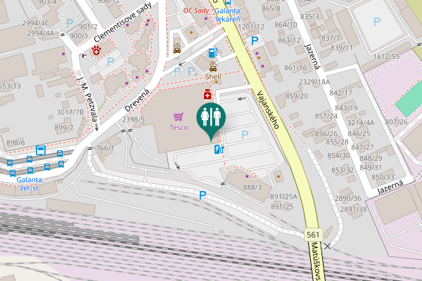 Map showing location of Drevená 762/2 Toilet