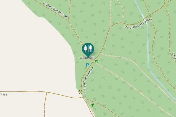Map showing location of Waldhüttenstrasse Toilet