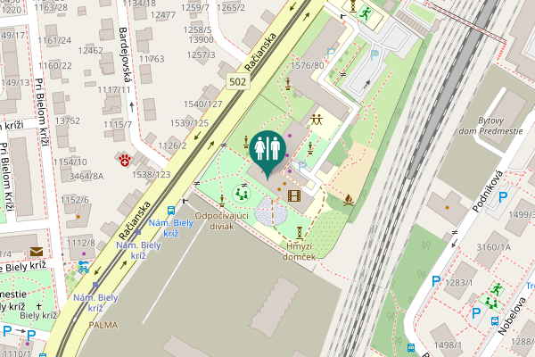 Map showing location of Račianska 1575/78 Toilet