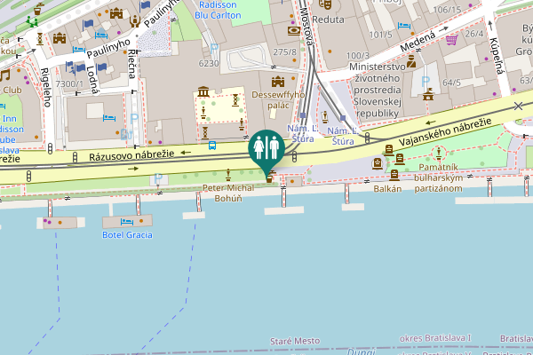 Map showing location of Bratislava Toilet