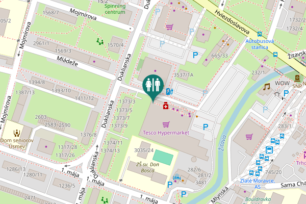 Map showing location of Hviezdoslavova 3515/3 Toilet