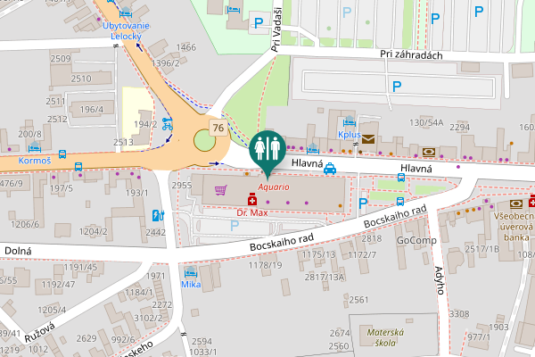 Map showing location of Hlavná 2956/71 Toilet