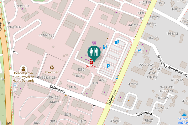 Map showing location of Šafárikova 4200/114 Toilet