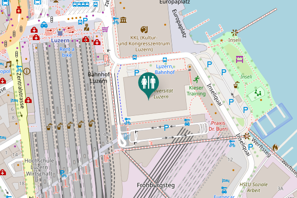 Map showing location of Frohburgstrasse 3 Toilet