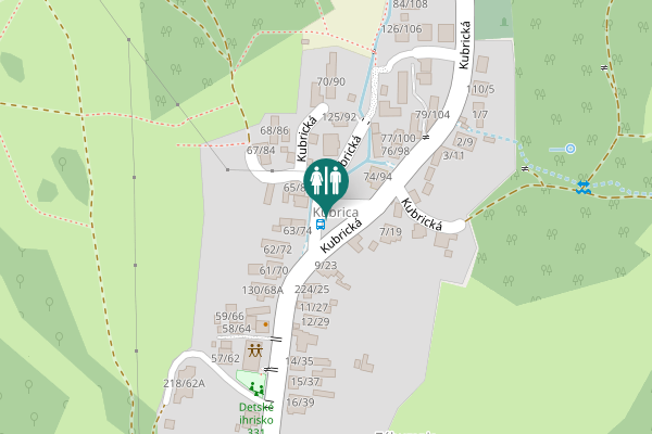 Map showing location of Kubrická Toilet