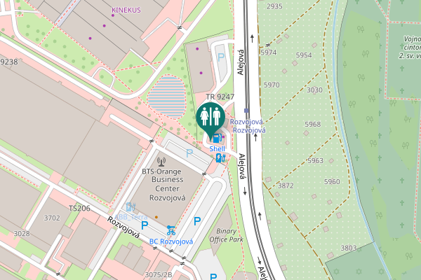 Map showing location of Alejová 2521/20 Toilet