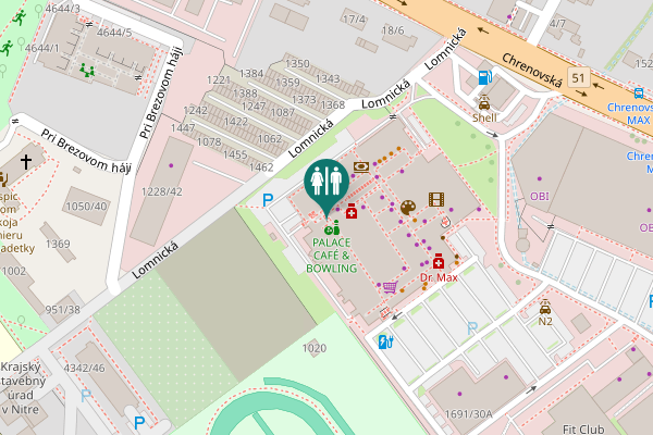 Map showing location of Chrenovská 1661/30 Toilet