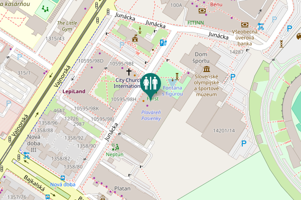 Map showing location of Junácka 3077/4 Toilet