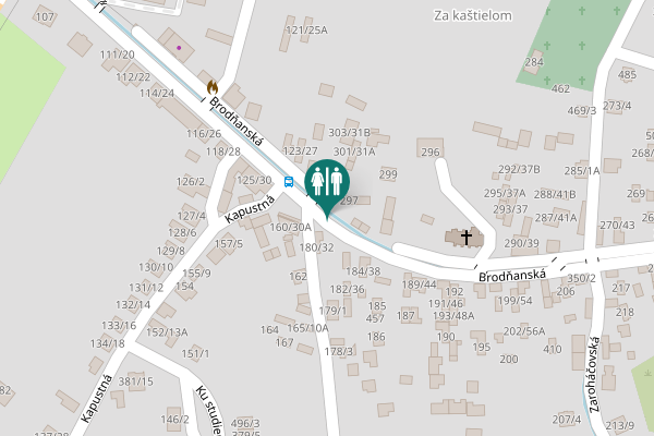Map showing location of Brodňanská 180/32 Toilet