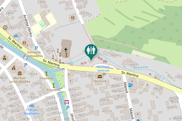 Map showing location of Sv. Martina 1296/37 Toilet