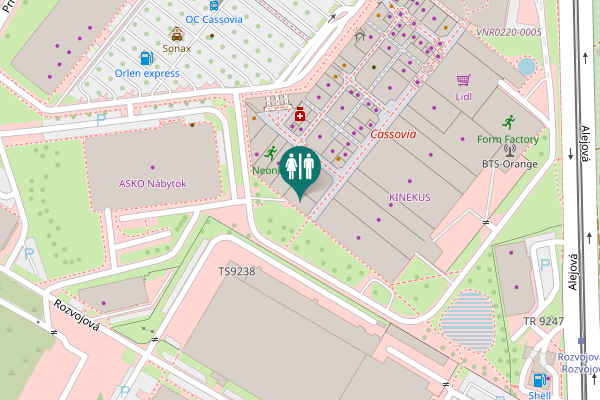 Map showing location of Pri prachárni 2842/4 Toilet
