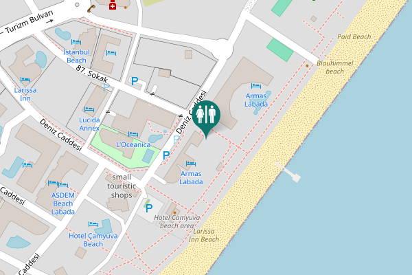 Map showing location of Deniz Caddesi Toilet