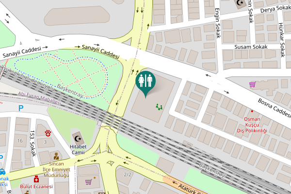 Map showing location of Sincan Toilet