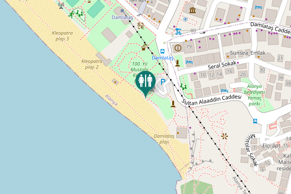 Map showing location of Sultan Alaaddin Caddesi 00 Toilet