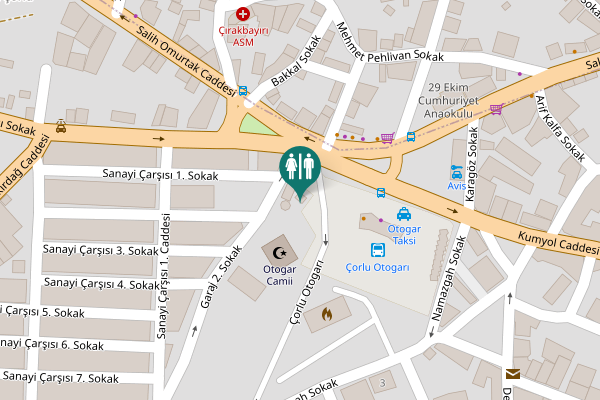Map showing location of Çorlu Otogarı Toilet
