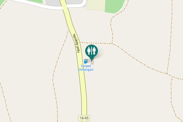 Map showing location of Yeniköy yolu Toilet