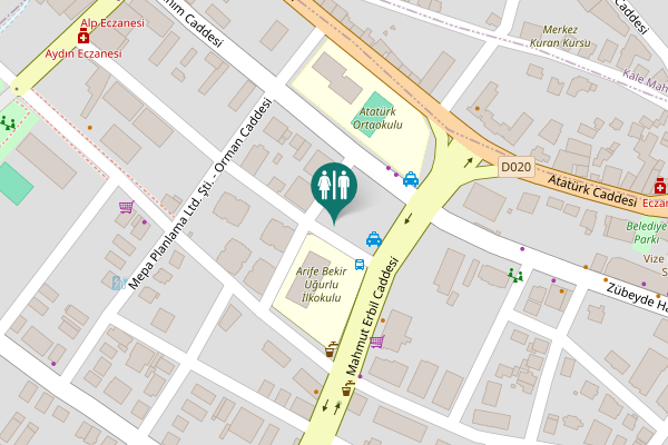 Map showing location of Vize Toilet