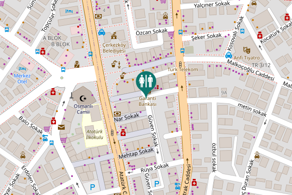 Map showing location of Güven Sokak Toilet