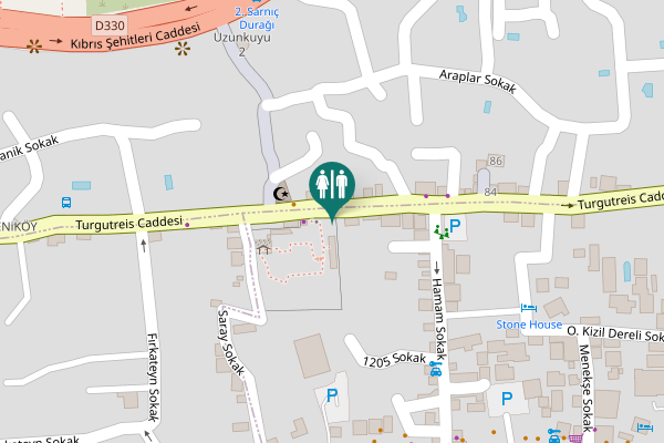 Map showing location of Turgutreis Caddesi Toilet