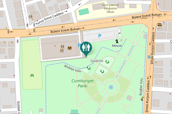 Map showing location of Bisiklet Yolu Toilet