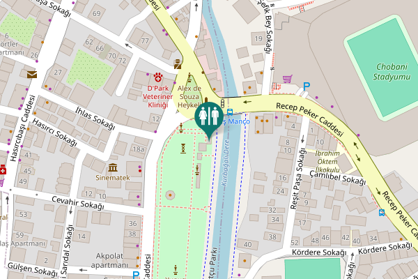 Map showing location of Yoğurtçu Parkı Toilet