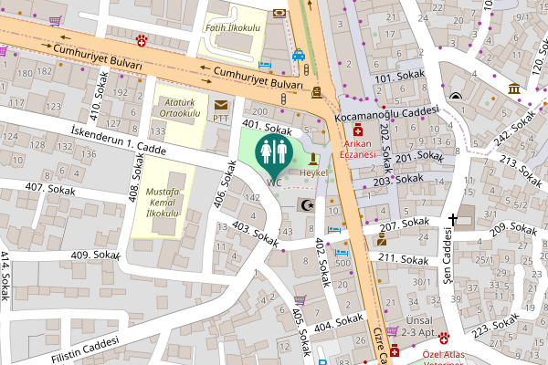 Map showing location of WC