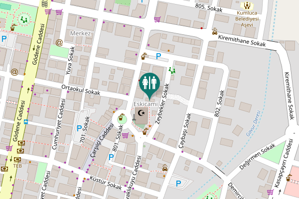 Map showing location of Zeybekler Sokak Toilet