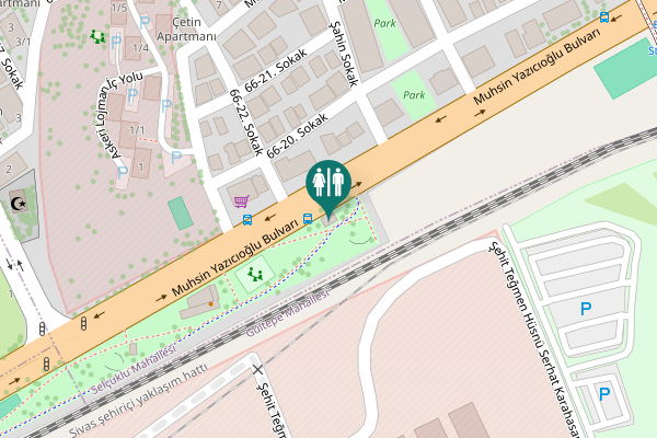 Map showing location of Muhsin Yazıcıoğlu Bulvarı Toilet