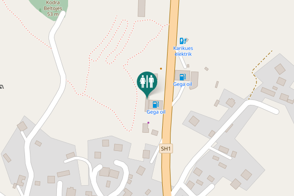 Map showing location of SH1 Toilet