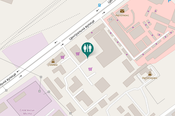 Map showing location of Tsentralna Street 63 Toilet