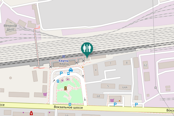 Map showing location of Privokzalnaya Square 4 Toilet