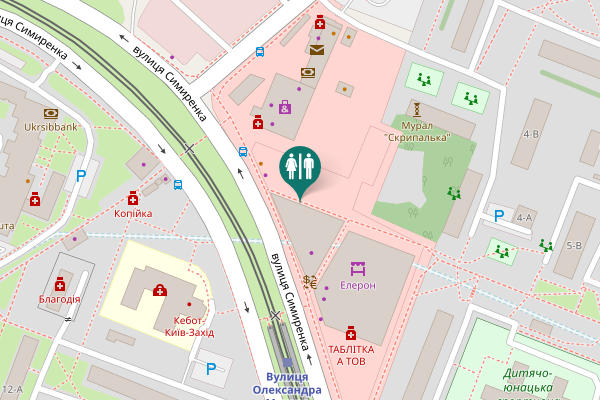 Map showing location of Symyrenka Street 5 Toilet