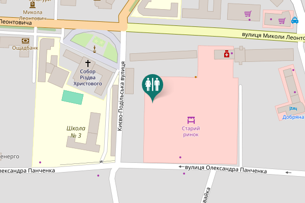 Map showing location of Kyievo-Podilska Street Toilet