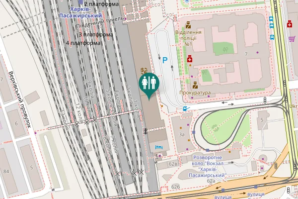 Map showing location of Привокзальний майдан 1 Toilet