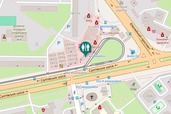 Map showing location of Saltivske Highway 151 Toilet