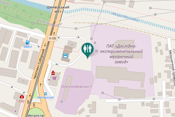 Map showing location of Sobornyi Avenue 20 Toilet