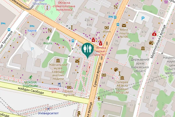 Map showing location of Sumska Street 39 Toilet