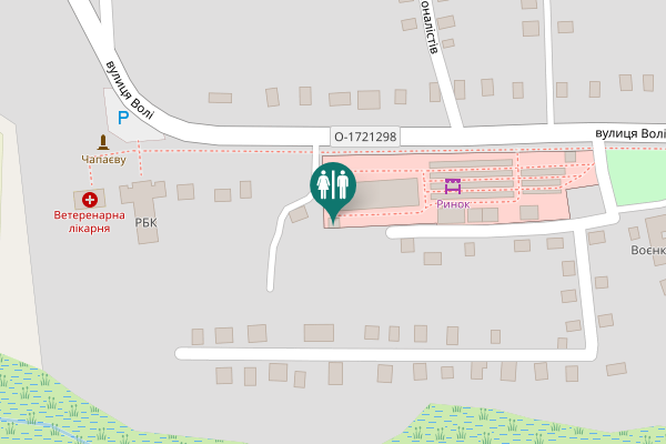 Map showing location of вулиця Волі Toilet