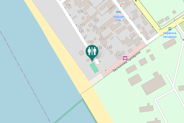 Map showing location of Naberezhna Street 133 Toilet