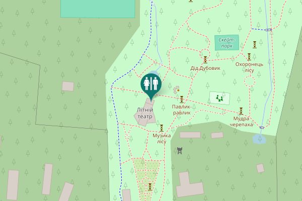 Map showing location of Zakhysnykiv Ukraiiny Street 123 Toilet