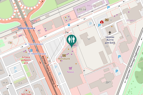 Map showing location of вулиця Гната Хоткевича 1-А Toilet