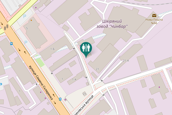 Map showing location of Kurenivska Street 21 Toilet