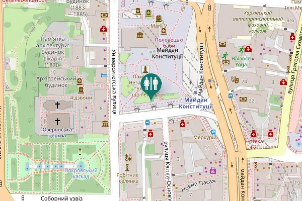 Map showing location of Konstytutsiyi Square Toilet